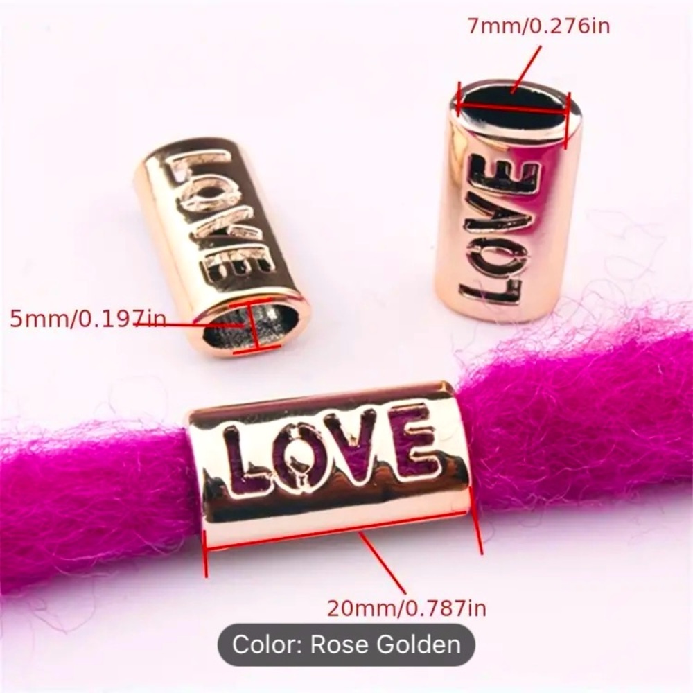 8Pcs “LOVE” Letter Bead Charms for Hair Braids – Gold-Tone Hair Jewelry
